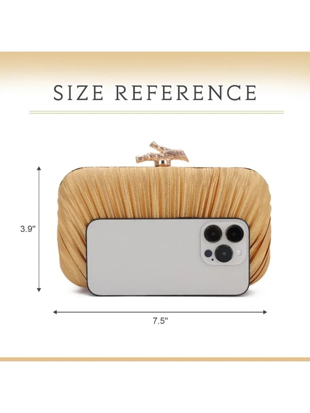 👜 Women's Dark Gold Evening Bag Pleated Clutch Bag with Chain for Wedding Party